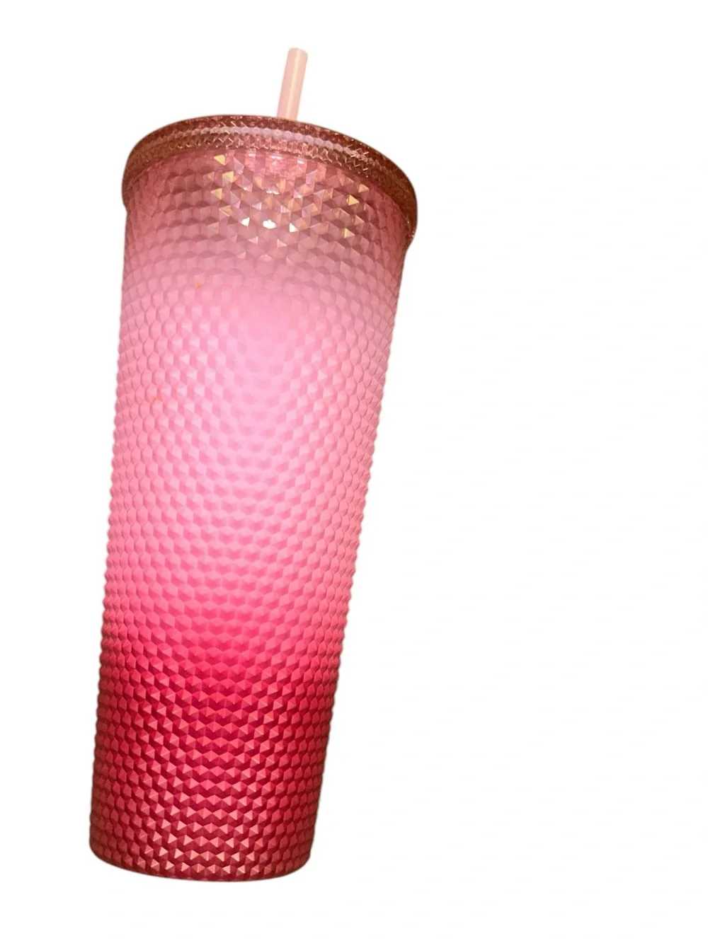 Starbucks Gradient Pink 24oz Venti Drink Cup Diamond Studded Tumbler Ombre blush